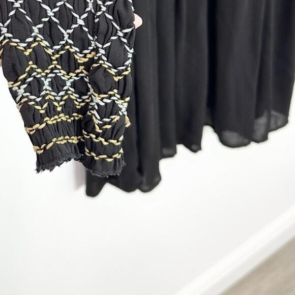 Free People Late Night Picnic Smocked Mini Dress Black Small Dark Romantic - Picture 7 of 8